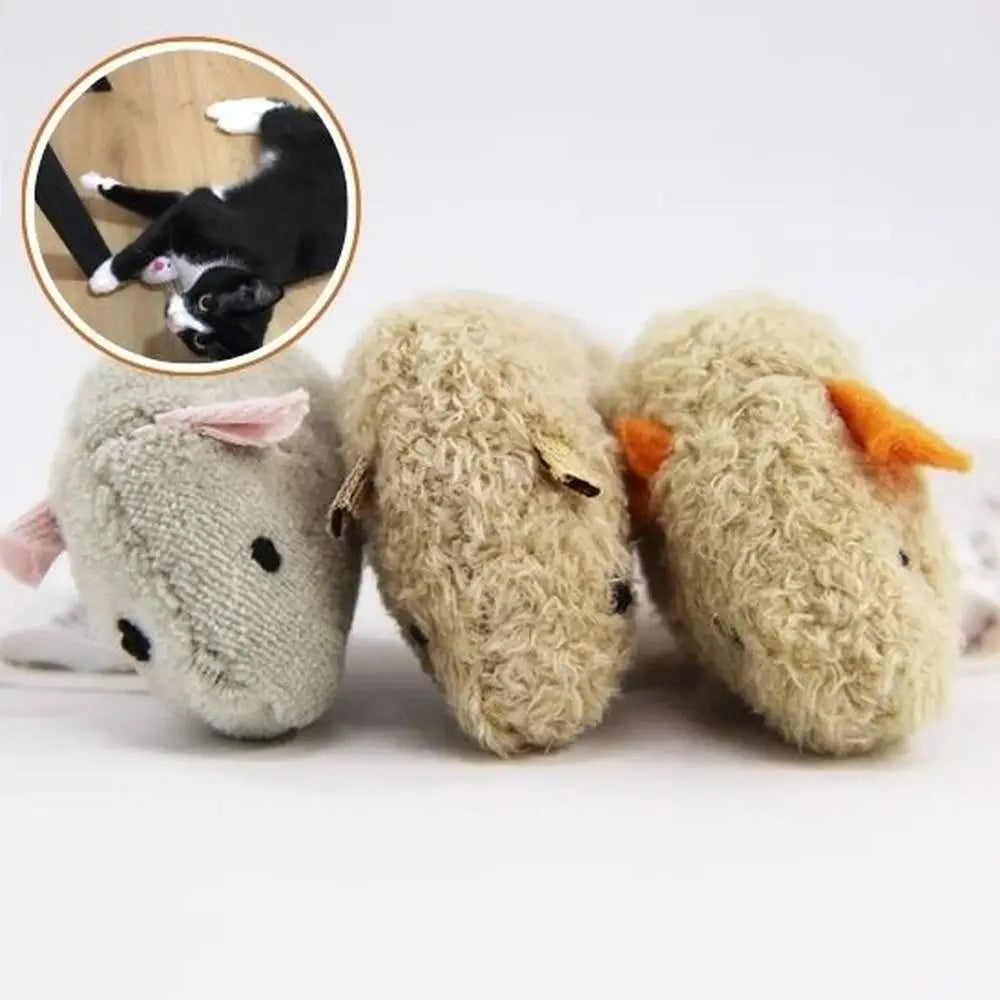 Lot de souris en peluche beige et grise, oreilles orange