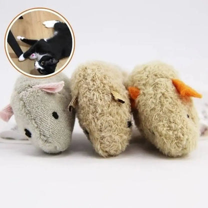 Lot de souris en peluche beige et grise, oreilles orange