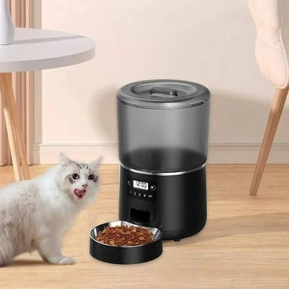 Distributeur automatique de croquettes pour chat FéliTimer noir, avec bol et écran