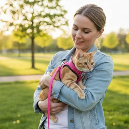Harnais pour chat rose, harnais ajusté avec sangle réfléchissante