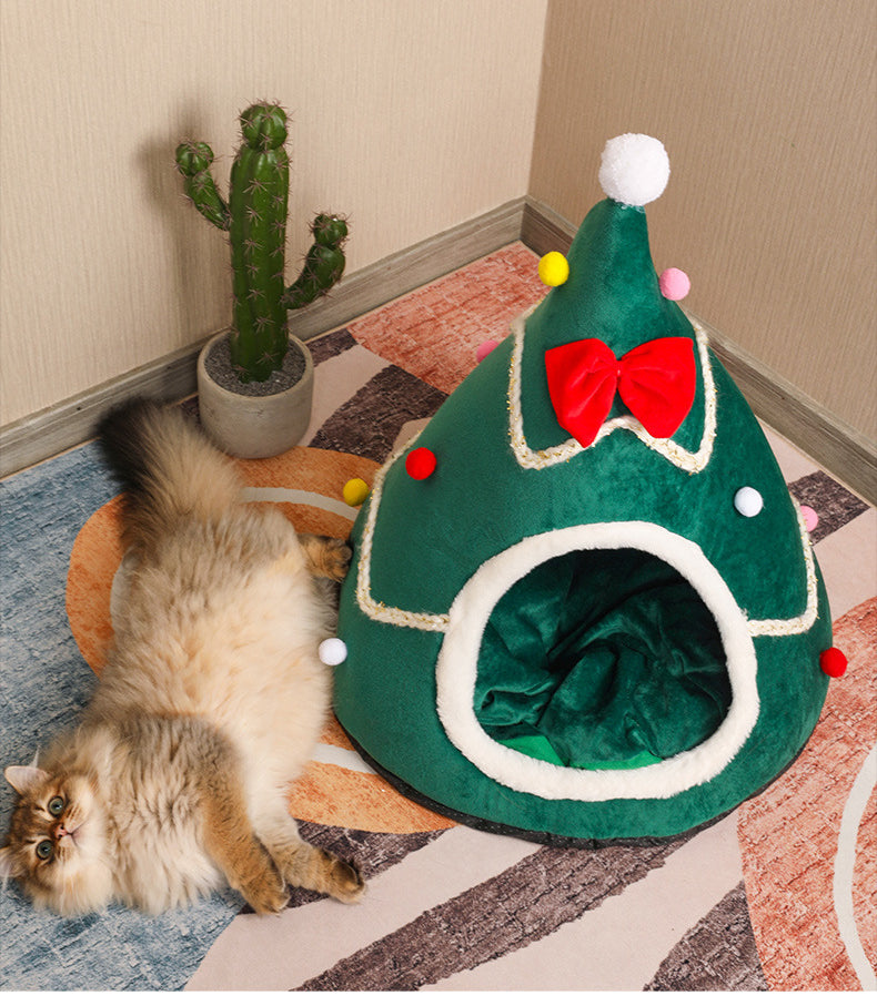 panier pour chat forme arbre de nöel