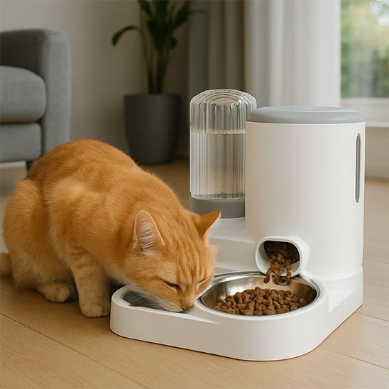 Distributeur de croquettes pour chat | duo Automatique blanc