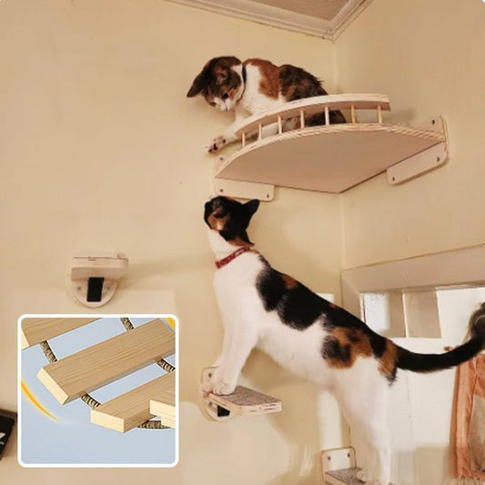 Arbre à chat en bois | Design Vertical mural - Universduchat