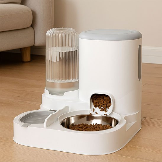 Distributeur de croquettes pour chat | duo Automatique bol en acier